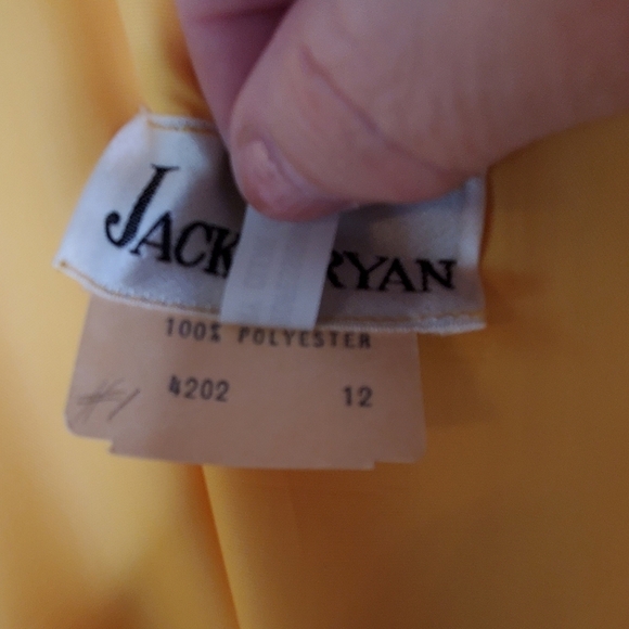 Vintage 1970s Jack Bryan Sleeveless Maxi Dress & Jacket Yellow Coral Green sz 12 - Picture 13 of 15